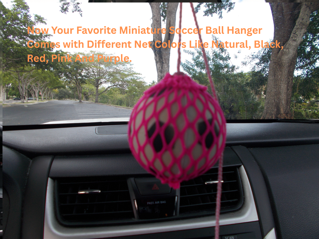 Miniature Soccer Ball Rearview Mirror Hanger with Colorful Nylon Netting