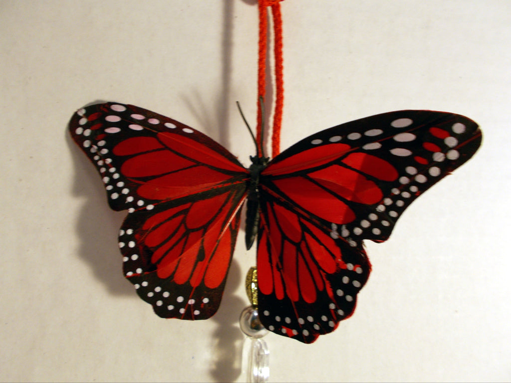 Monarch Butterfly Rearview Mirror Hanger with Beads & Tassel