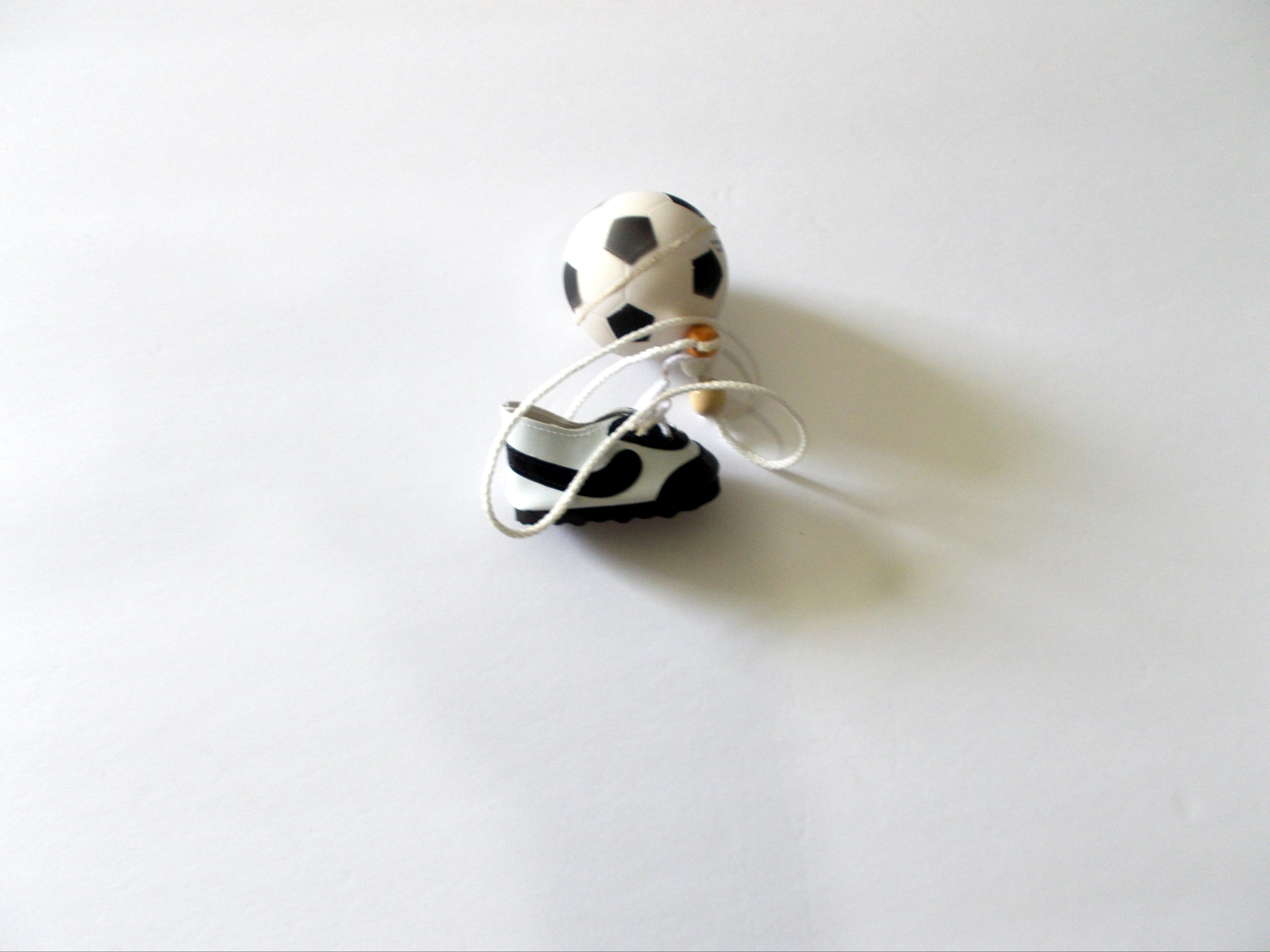 Miniature Sports Soccer Ball with an Athlete's Shoe and Hanger