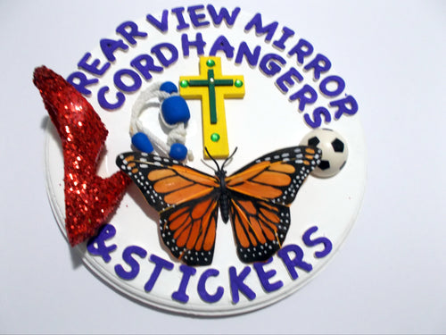 Rear View Mirror Jewelry Cord Hangers and Stickers