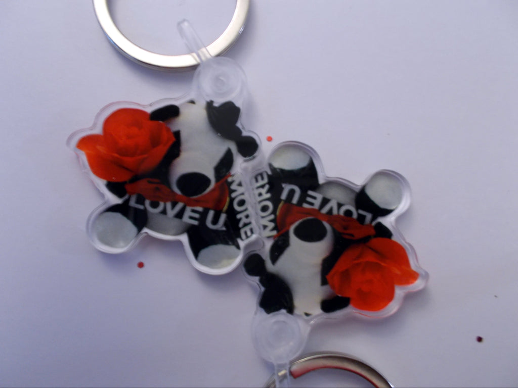 "Love You  More" Male Panda Key Chain/Charm with Lanyard