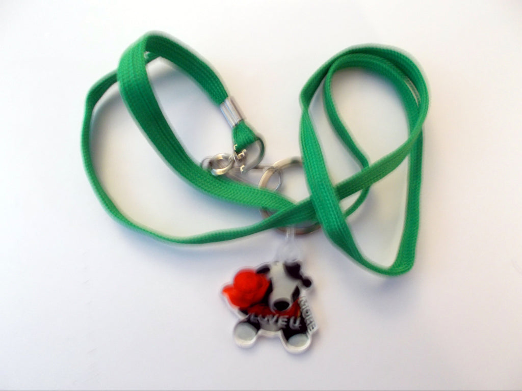 "Love You  More" Male Panda Key Chain/Charm with Lanyard