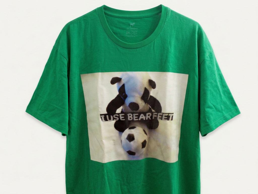 Panda Bear Illustration Kicked a Soccer Ball with Bear Feet T-Shirt